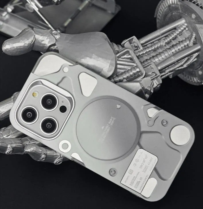 Electroplated Mechanical Silver Phone Case Magnetic Bracket - Bellarte Enchanté Electroplated Mechanical Silver Phone Case Magnetic Bracket